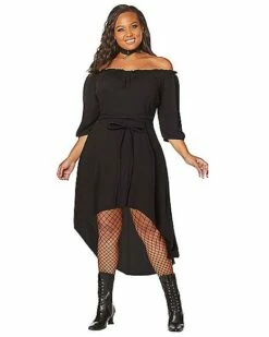 Adult Black Peasant Plus Size Dress